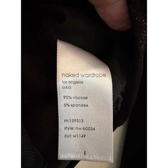 NAKED WARDROBE NEW $58 Mesh Black Long Sleeve Bodysuit - Picture 4 of 6